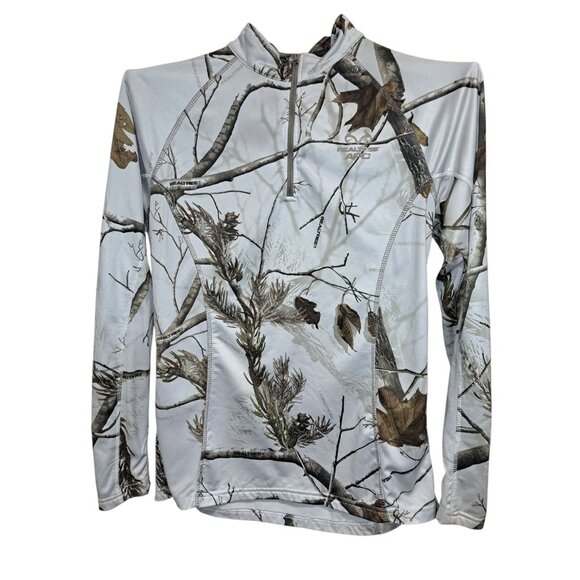 Realtree APC Snow Camo Hunting Performance Pullover Mens L(42-44) 1/4 Zip - Picture 1 of 7